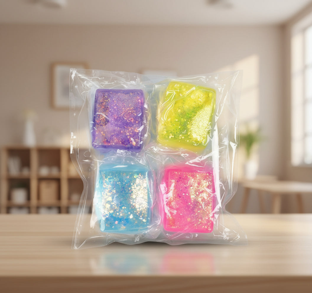 Colourful glitter squishy stress balls – soft sensory fidget toys for kids