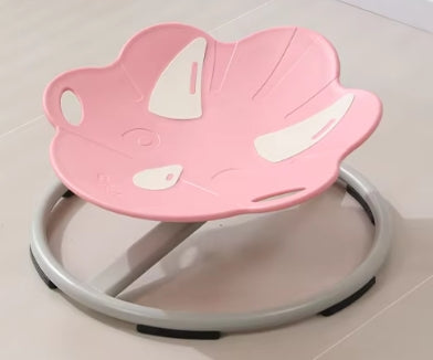 Pink  seat with cartoon design on a light gray background