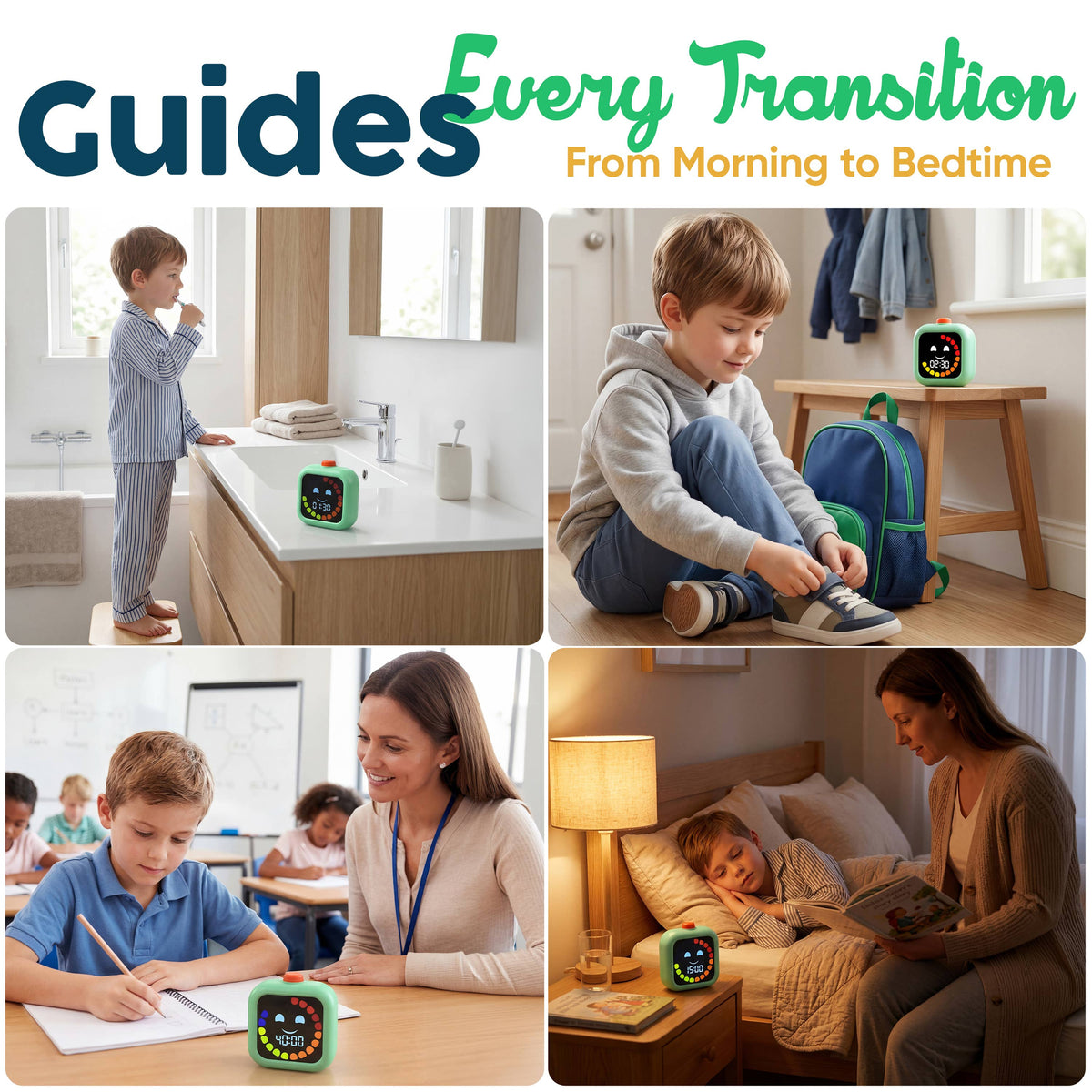 Mint visual timer used during morning, getting-ready, classroom and bedtime routines