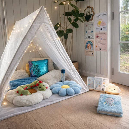 Jellystone Designs Calm Corner Sensory Kit set up as a cosy sensory-friendly space for children