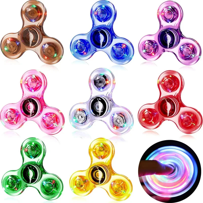 Set of colorful fidget spinners on a white background