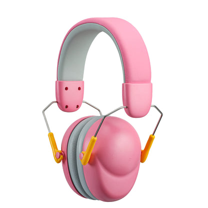 “Pink kids noise-cancelling hearing protector with cushioned ear cups and child-friendly design.”