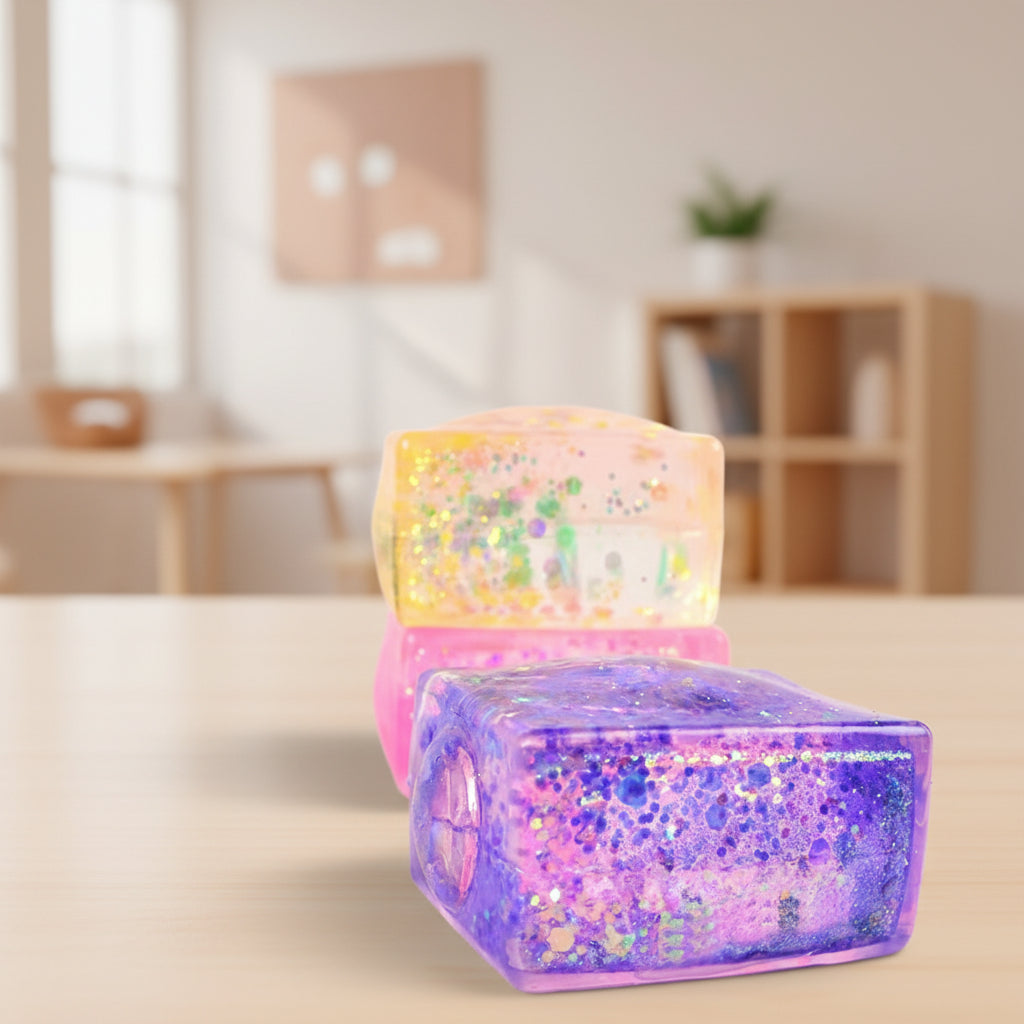 Purple glitter slow rebound stress ball – soft sensory fidget toy for calm and focus