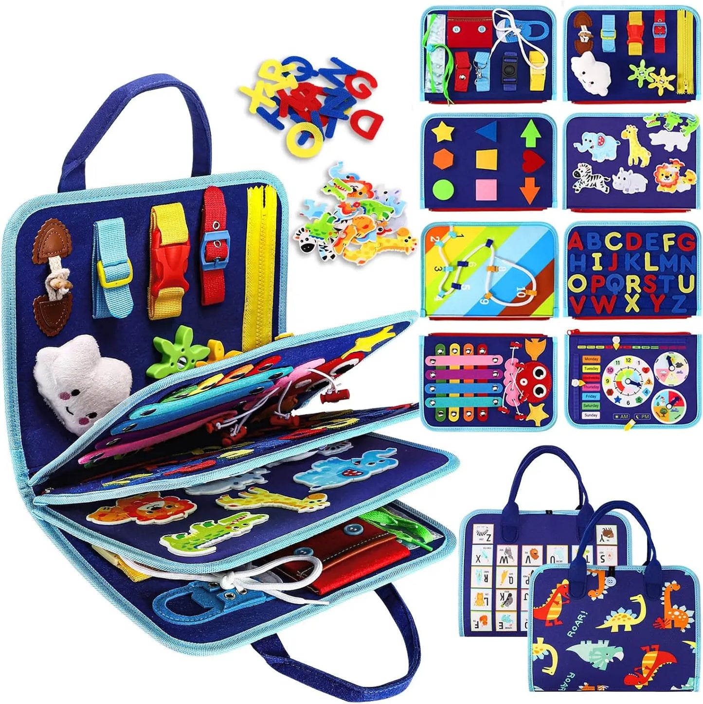 Toddler Busy Board Montessori Toys, Sensory Board Educational Activities for Learning Fine Motor Skills, Gifts for Girls Boys