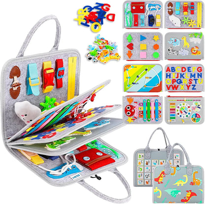 Toddler Busy Board Montessori Toys, Sensory Board Educational Activities for Learning Fine Motor Skills, Gifts for Girls Boys