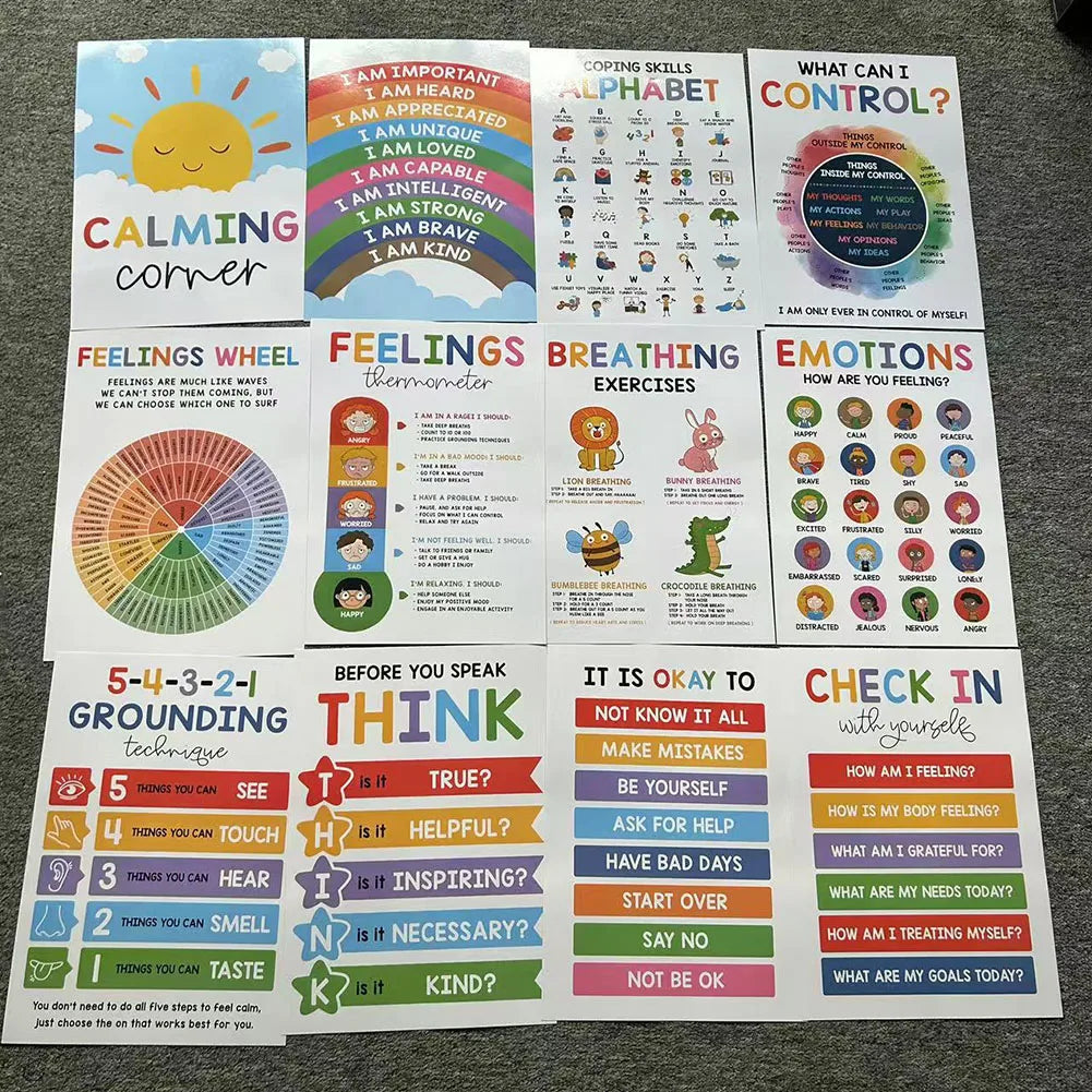 Calm Down Corner Posters – Feelings Wheel & Emotions Chart