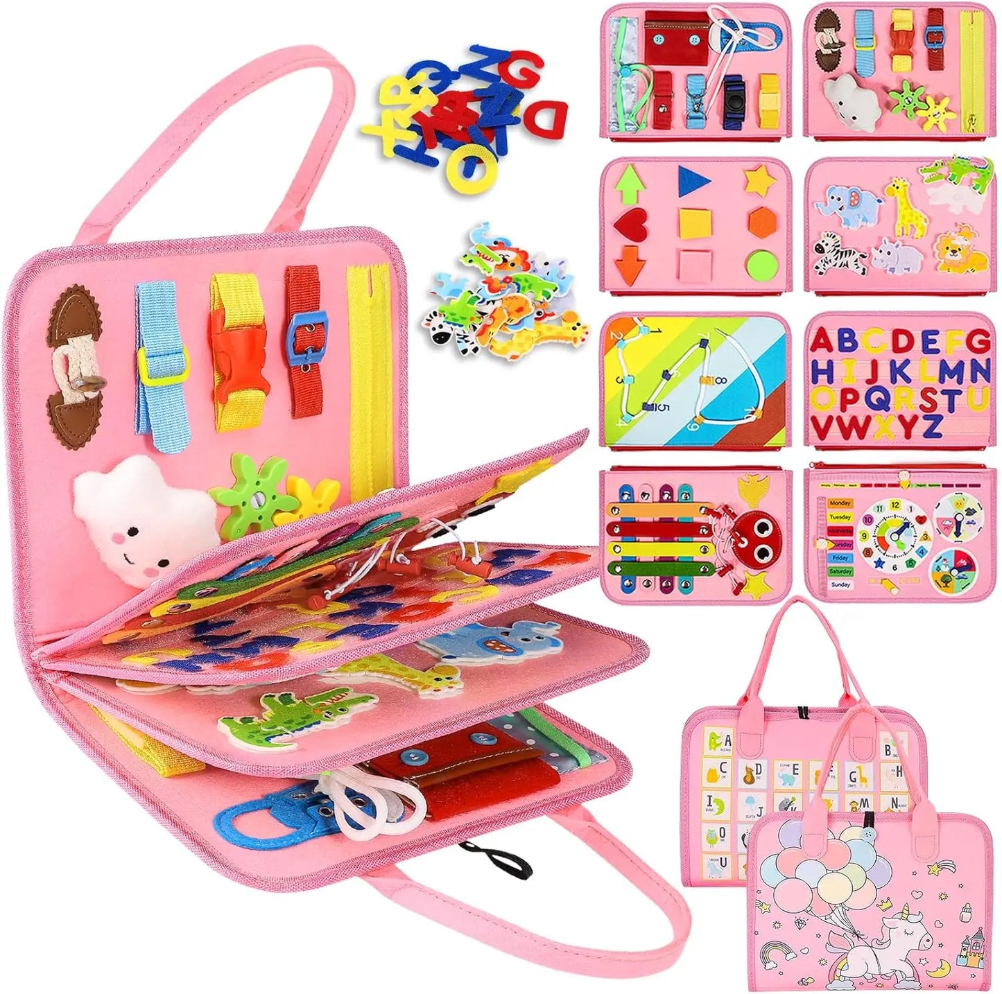 Toddler Busy Board Montessori Toys, Sensory Board Educational Activities for Learning Fine Motor Skills, Gifts for Girls Boys