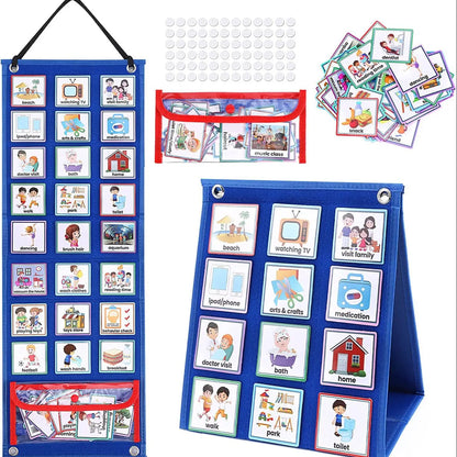 Visual Schedule for Kids Daily Routine Chart with 70 Cards Calendar Pocket