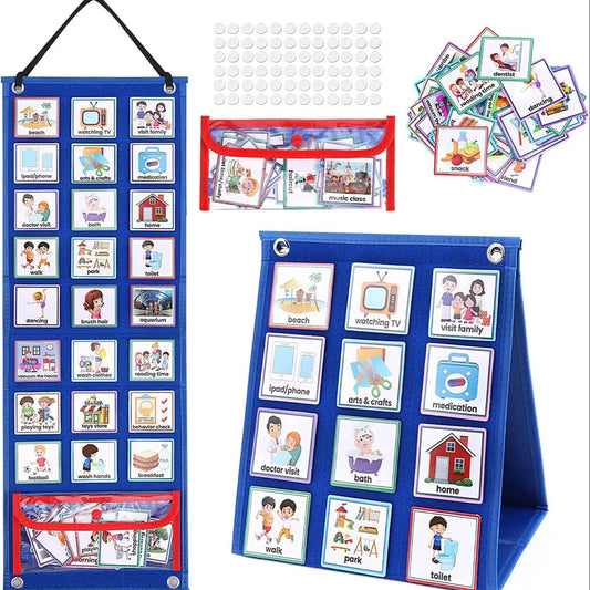 Visual Schedule for Kids Daily Routine Chart with 70 Cards Calendar Pocket