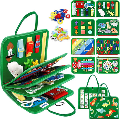 Toddler Busy Board Montessori Toys, Sensory Board Educational Activities for Learning Fine Motor Skills, Gifts for Girls Boys