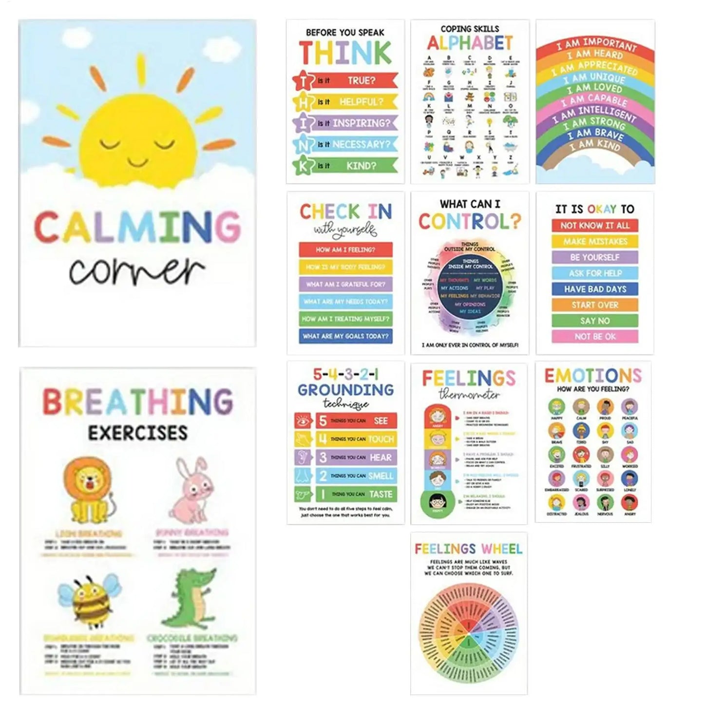 Calming Corner Emotion Posters – 12 Piece Set