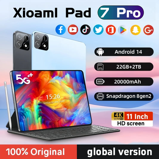2025 Pad 7 Pro Global Mi 11 inch tablet Android 14 16GB 1TB Snapdragon 8 Gen2 4K HD 5G WIFI Bluetooth WPS 20000mAh tablets Tab