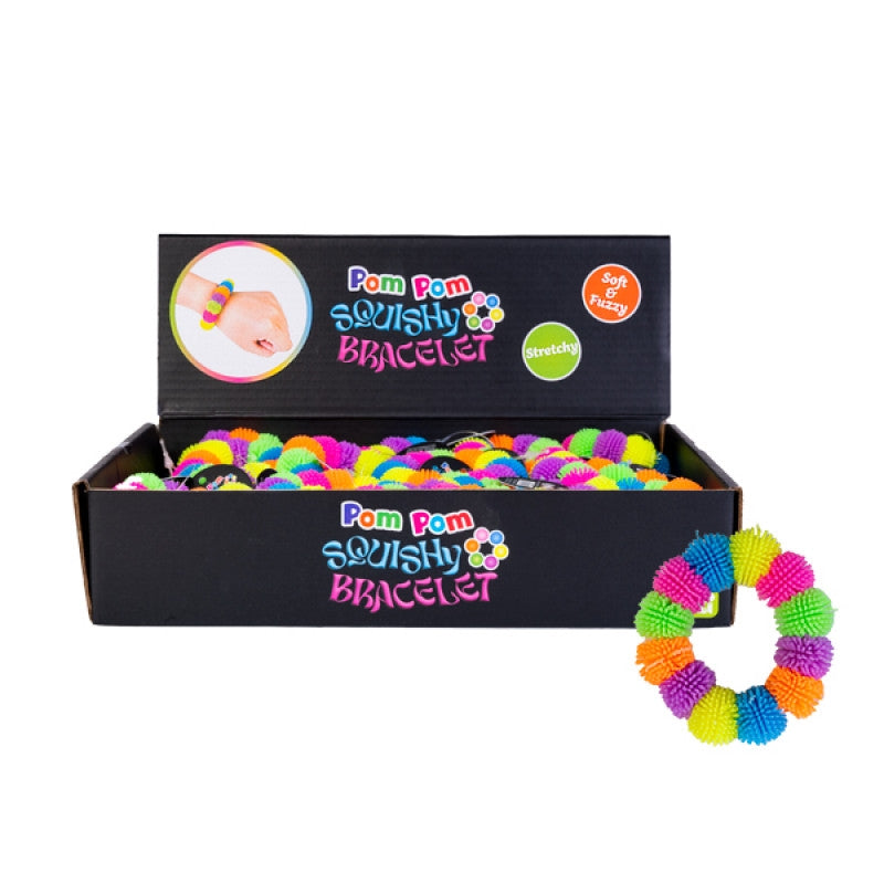 Multi-coloured squishy bracelet with soft rubbery beads – sensory fidget toy for calm and focus