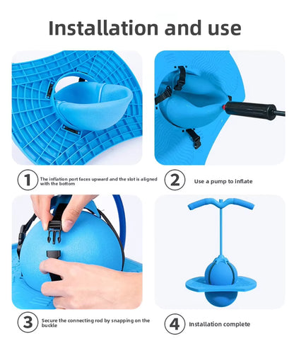 Step-by-step assembly and inflation instructions for the Jumping Bouncing Ball with Handle.