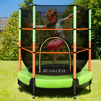 Green- Everfit 4.5FT Trampoline for Kids Trampoline w/ Enclosure Safety Net Rebounder Gift