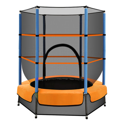 Orange- Everfit 4.5FT Trampoline for Kids Trampoline w/ Enclosure Safety Net Rebounder Gift