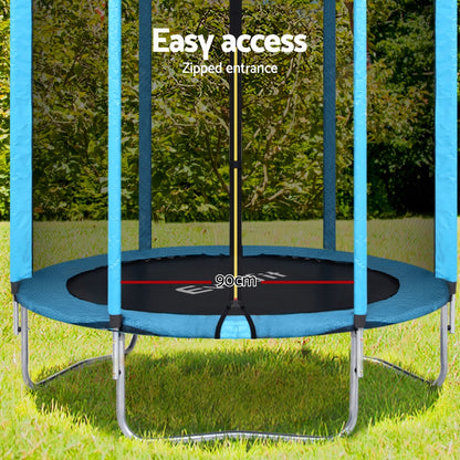 Blue- Everfit Trampoline 6FT Kids Trampolines Safety Net Pad Round
