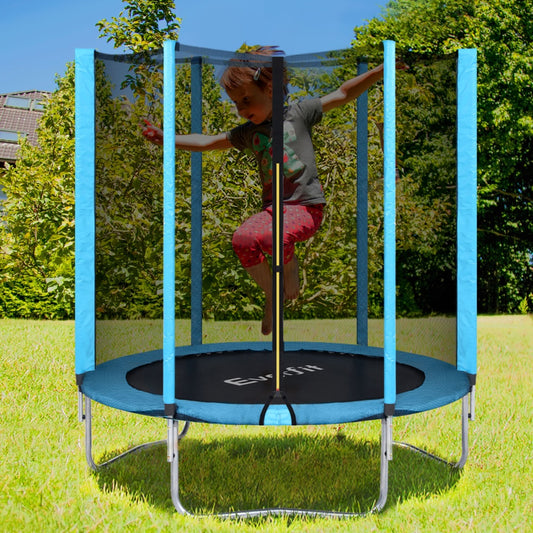 Blue- Everfit Trampoline 6FT Kids Trampolines Safety Net Pad Round