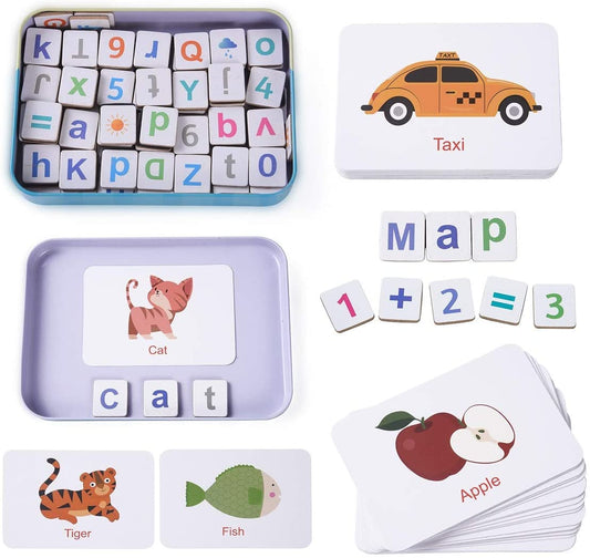 Wooden Magnetic Letters Numbers Alphabet - Fridge Magnets Educational Toy Set Preschool Learning for 3 to 5 Years