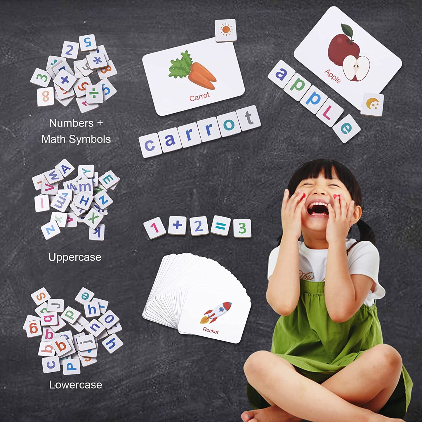 Wooden Magnetic Letters Numbers Alphabet - Fridge Magnets Educational Toy Set Preschool Learning for 3 to 5 Years