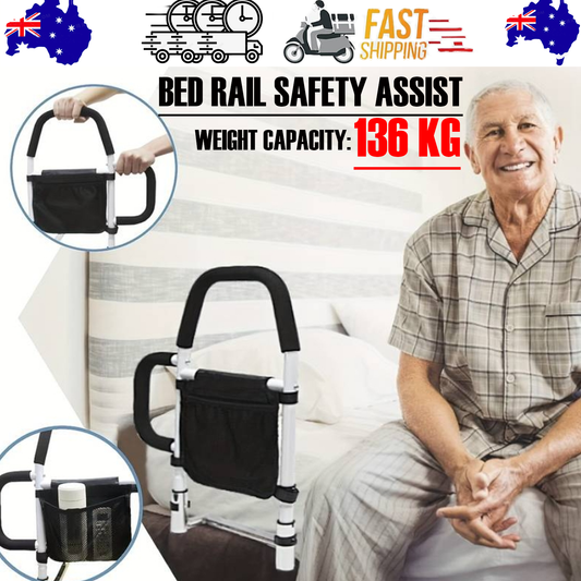 Bed Rail Safety Assist Rail for Adults with Storage Pocket &Fixing Strap