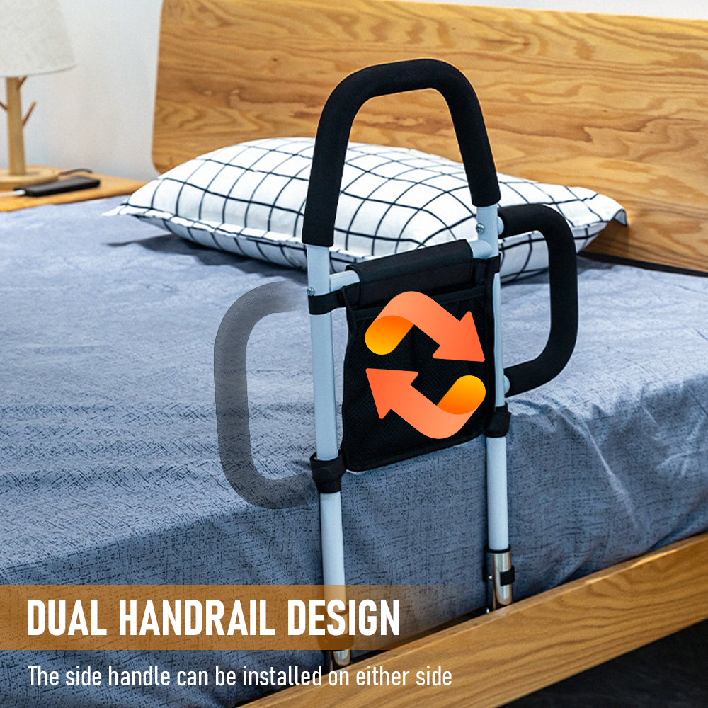 Bed Rail Safety Assist Rail for Adults with Storage Pocket &Fixing Strap