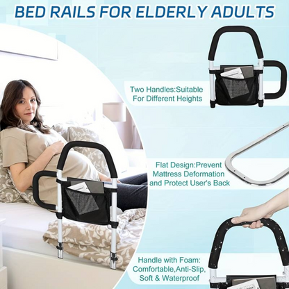 Bed Rail Safety Assist Rail for Adults with Storage Pocket &Fixing Strap