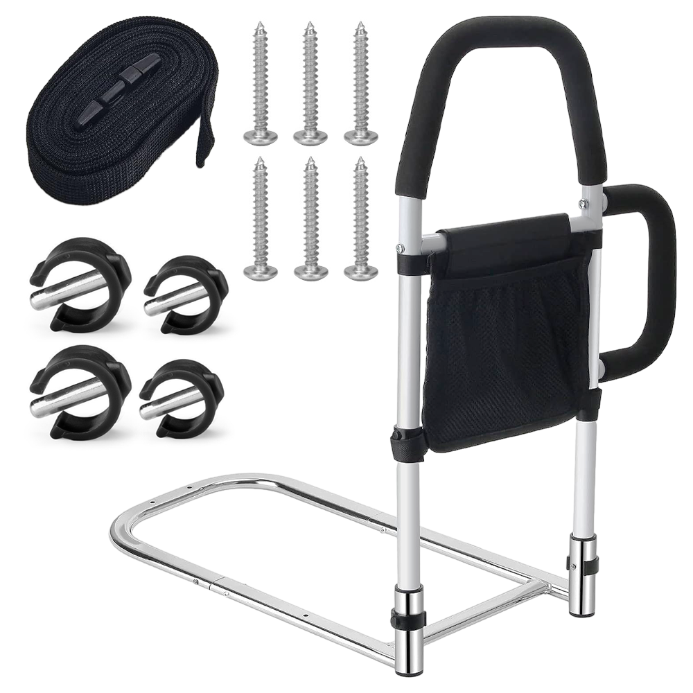 Bed Rail Safety Assist Rail for Adults with Storage Pocket &Fixing Strap