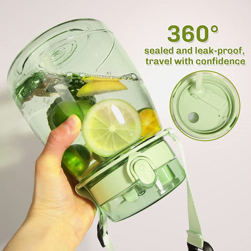 Green-Clear Large Water Bottle Water Jug with Adjustable Shoulder Strap