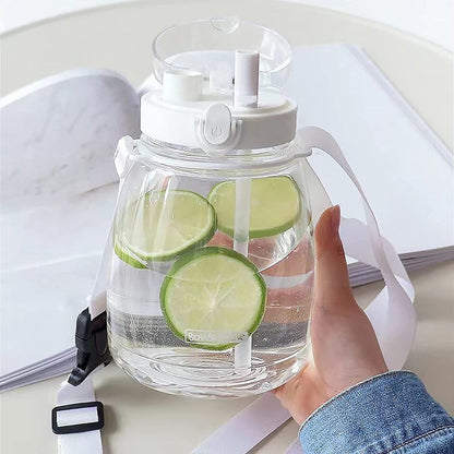 White- Clear Large Water Bottle Water Jug with Adjustable Shoulder Strap