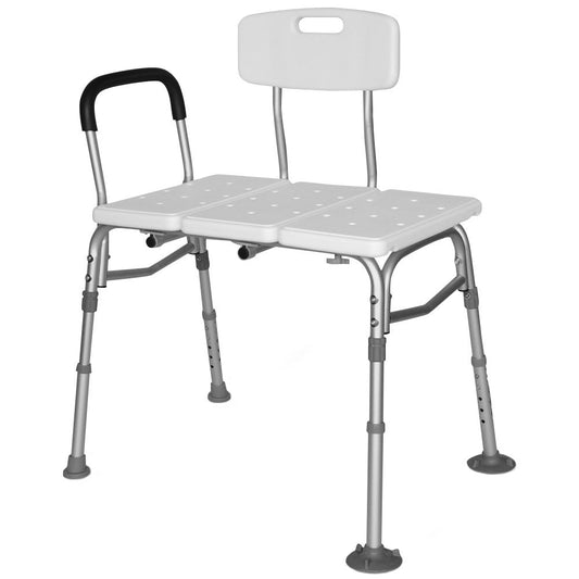 Equipmed Bath Transfer Bench Chair, Bathtubs or Shower, 125kg Capacity-White