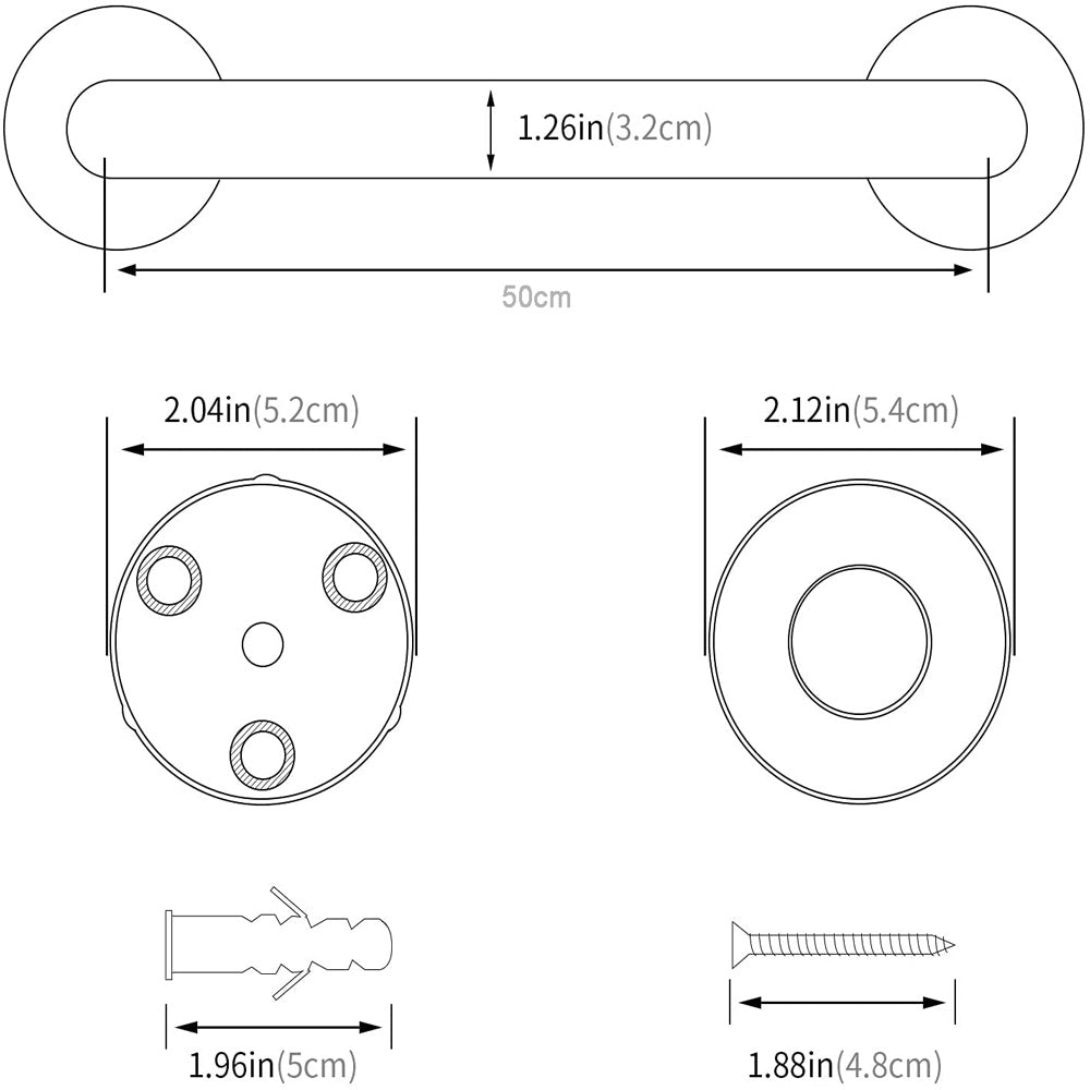 50cm Stainless Steel Handle for Shower or Toilet Grab Bar