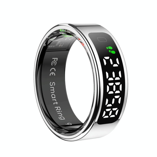 Smart Ring Heart Rate Blood Oxygen Sleep Sports Size 11 - Silver