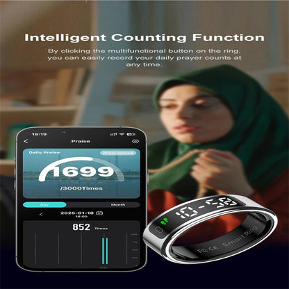 Smart Ring Heart Rate Blood Oxygen Sleep Sports Size 11 - Silver