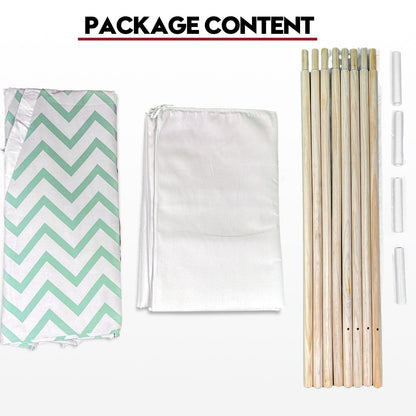 Giant Cotton Canvas Kids Teepee Wigwam Children Pretend Play Tent Indoor Outdoor Party - Green