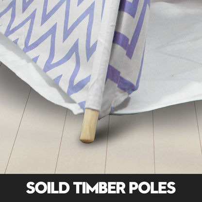 Giant Cotton Canvas Kids Teepee Wigwam Children Pretend Play Tent Indoor Outdoor Party - Navy