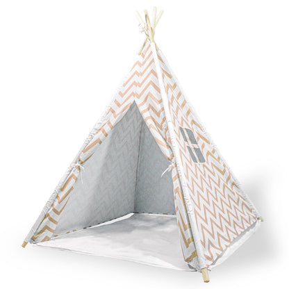 Giant Cotton Canvas Kids Teepee Wigwam Children Pretend Play Tent Indoor Outdoor Party - Orange
