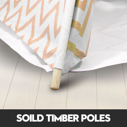 Giant Cotton Canvas Kids Teepee Wigwam Children Pretend Play Tent Indoor Outdoor Party - Orange