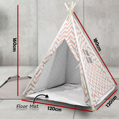 Giant Cotton Canvas Kids Teepee Wigwam Children Pretend Play Tent Indoor Outdoor Party - Orange