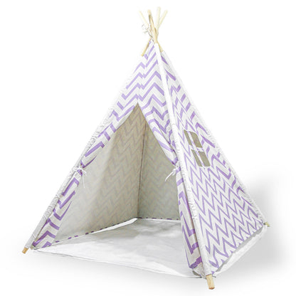Giant Cotton Canvas Kids Teepee Wigwam Children Pretend Play Tent Indoor Outdoor Party - Purple