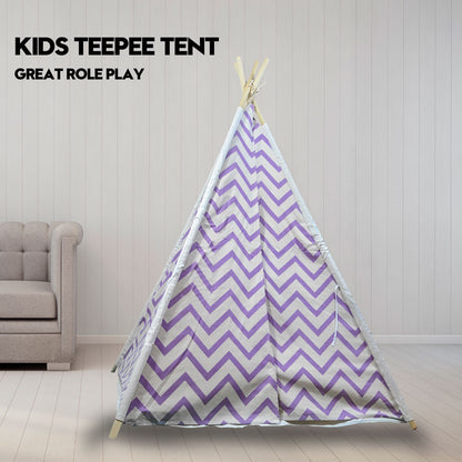 Giant Cotton Canvas Kids Teepee Wigwam Children Pretend Play Tent Indoor Outdoor Party - Purple