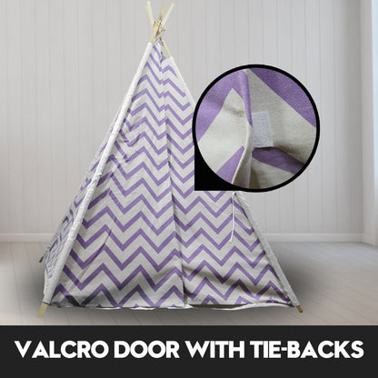 Giant Cotton Canvas Kids Teepee Wigwam Children Pretend Play Tent Indoor Outdoor Party - Purple
