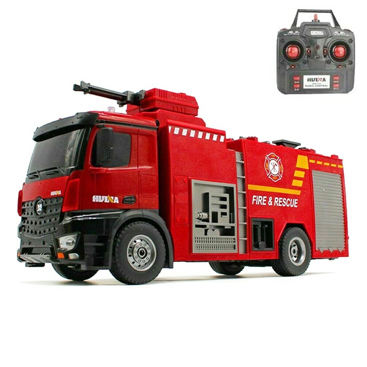Huina  RC Fire Truck Toy Car Water Cannon Gun Construction Kids Toy