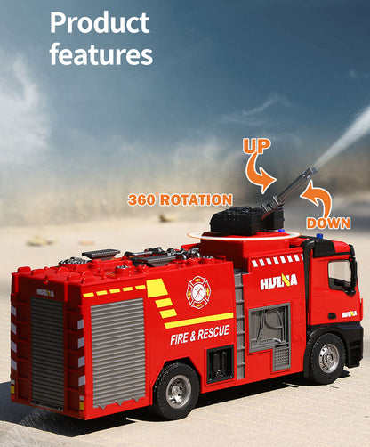 Huina  RC Fire Truck Toy Car Water Cannon Gun Construction Kids Toy