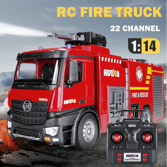 Huina  RC Fire Truck Toy Car Water Cannon Gun Construction Kids Toy