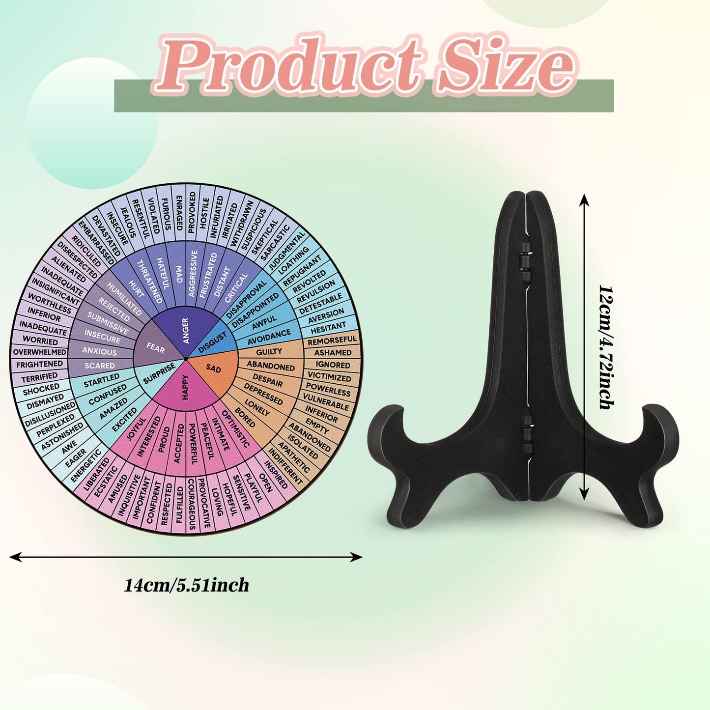 2 PCS for Each One Light Color Emotion Wheel and Control Circle with Display Stands for Personal Development