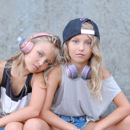 Purple  Bunny  Wireless Headphones - Glowing Logo, Bluetooth 5.0, 85dB Volume Limit Mode