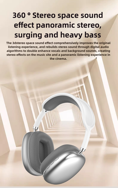 Silver Immersive 3D Audio Headphones - Wireless Over-Ear Comfort