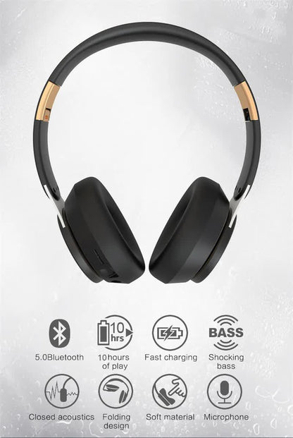 Black Wireless Bluetooth Headphones with Noise Reduction