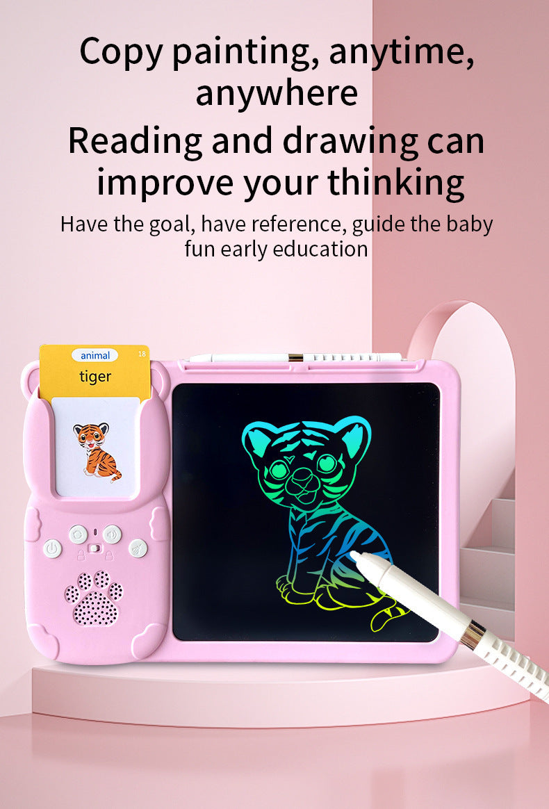 Blue (255 cards) Kids Interactive Early Education Toy: Combination Card Reader & LCD Drawing Board for Toddlers